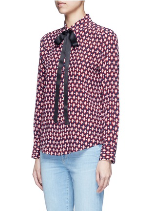 Front View - Click To Enlarge - MARC JACOBS - Neck tie diamond print silk shirt