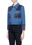 Front View - Click To Enlarge - MARC JACOBS - Oversized suede patchwork cropped denim zip jacket