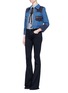 Figure View - Click To Enlarge - MARC JACOBS - Oversized suede patchwork cropped denim zip jacket
