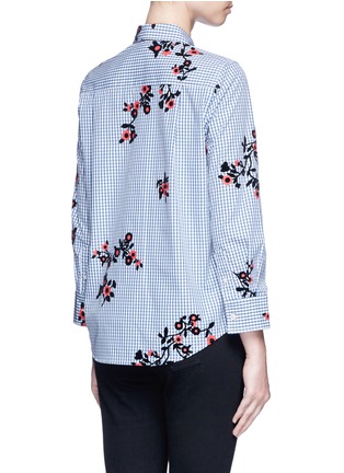Back View - Click To Enlarge - MARC JACOBS - Satin tie flocked floral print gingham shirt