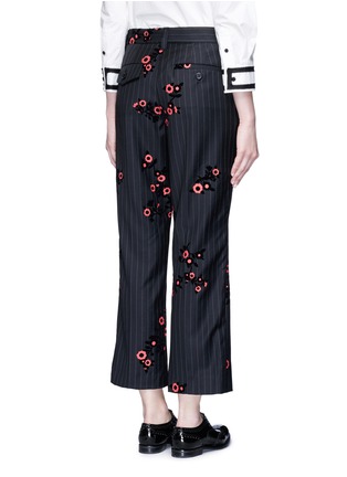 Back View - Click To Enlarge - MARC JACOBS - Floral flock velvet pinstripe pants