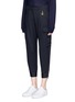 Front View - Click To Enlarge - STELLA MCCARTNEY - Zip cuff cropped cargo wool pants