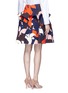 Back View - Click To Enlarge - DELPOZO - Ruffle trim abstact floral print skirt