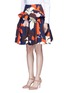 Front View - Click To Enlarge - DELPOZO - Ruffle trim abstact floral print skirt