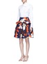 Figure View - Click To Enlarge - DELPOZO - Ruffle trim abstact floral print skirt