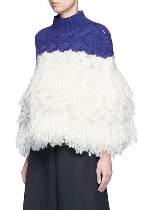 Front View - Click To Enlarge - DELPOZO - Layered loop fringe colourblock knit top