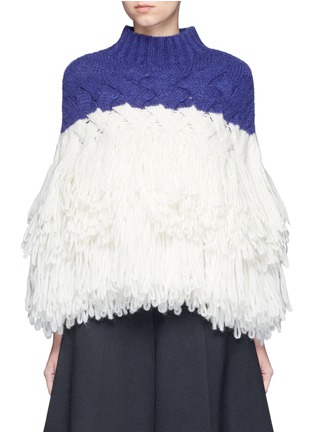 Main View - Click To Enlarge - DELPOZO - Layered loop fringe colourblock knit top