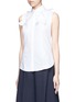 Front View - Click To Enlarge - DELPOZO - Starched floral appliqué poplin sleeveless shirt