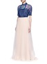 Figure View - Click To Enlarge - DELPOZO - Tulle organza combo maxi skirt
