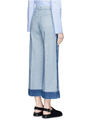 Back View - Click To Enlarge - CÉDRIC CHARLIER - Contrast trim cropped wide leg jeans