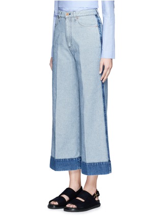 Front View - Click To Enlarge - CÉDRIC CHARLIER - Contrast trim cropped wide leg jeans