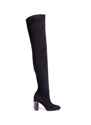 Main View - Click To Enlarge - RENÉ CAOVILLA - Crystal faux pearl embellished suede boots
