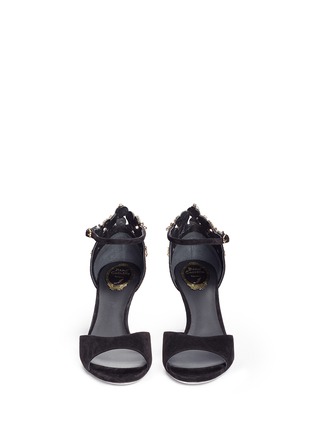 Front View - Click To Enlarge - RENÉ CAOVILLA - Crystal faux pearl embellished suede sandals