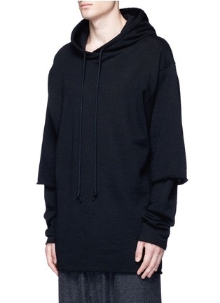 Front View - Click To Enlarge - SONG FOR THE MUTE - Double layer long sleeve wool hoodie
