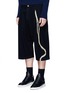 Front View - Click To Enlarge - SONG FOR THE MUTE - Straw needle punch cropped wool pants