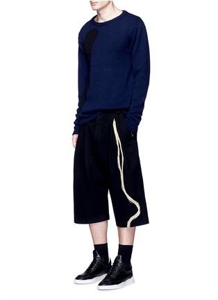 Figure View - Click To Enlarge - SONG FOR THE MUTE - Straw needle punch cropped wool pants