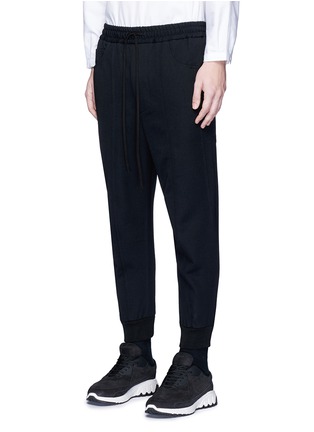 Front View - Click To Enlarge - SONG FOR THE MUTE - Rib cuff wool gabardine track pants
