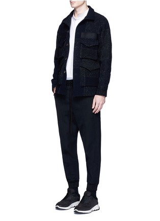 Figure View - Click To Enlarge - SONG FOR THE MUTE - Rib cuff wool gabardine track pants