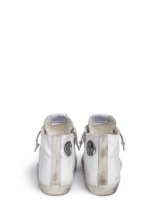 Back View - Click To Enlarge - GOLDEN GOOSE - 'Francy' distressed metallic suede leather high top sneakers