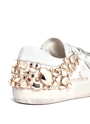 Detail View - Click To Enlarge - GOLDEN GOOSE - 'Superstar' limited edition metallic crystal distressed leather sneakers