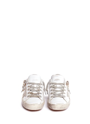 Front View - Click To Enlarge - GOLDEN GOOSE - 'Superstar' limited edition metallic crystal distressed leather sneakers