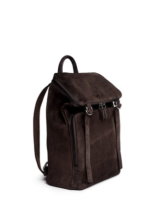 Figure View - Click To Enlarge - GIORGIO ARMANI BAGS - Leather back suede backpack