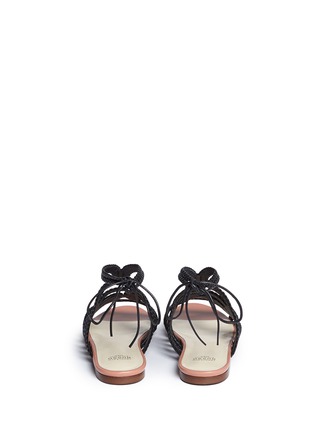 Back View - Click To Enlarge - FRANCESCO RUSSO - Braided leather flat sandals