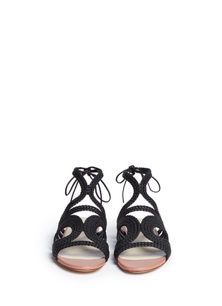 Front View - Click To Enlarge - FRANCESCO RUSSO - Braided leather flat sandals