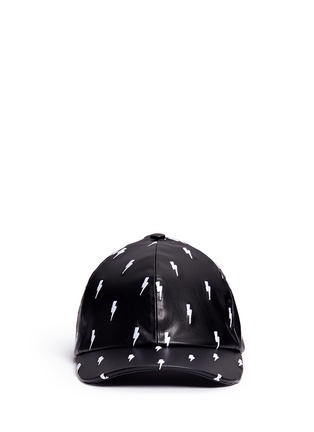 Main View - Click To Enlarge - NEIL BARRETT - Thunderbolt embroidery eco leather cap