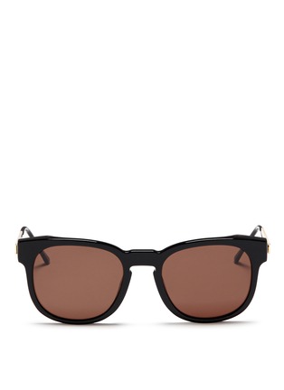 Main View - Click To Enlarge - THIERRY LASRY - 'Authority' metal temple marbled corner acetate sunglasses