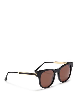 Figure View - Click To Enlarge - THIERRY LASRY - 'Authority' metal temple marbled corner acetate sunglasses