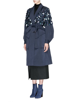 Figure View - Click To Enlarge - DRIES VAN NOTEN - 'Rome' beaded paillette washed cotton coat