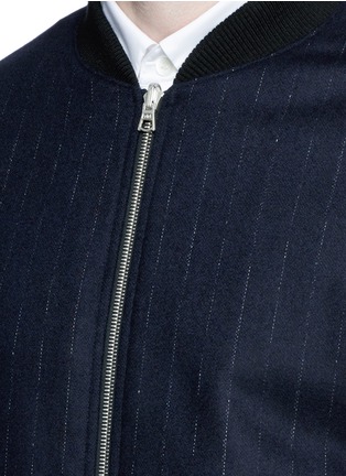 Detail View - Click To Enlarge - DRIES VAN NOTEN - Vinny' reversible tribal print and pinstripe bomber jacket