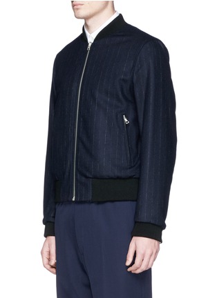 Front View - Click To Enlarge - DRIES VAN NOTEN - Vinny' reversible tribal print and pinstripe bomber jacket