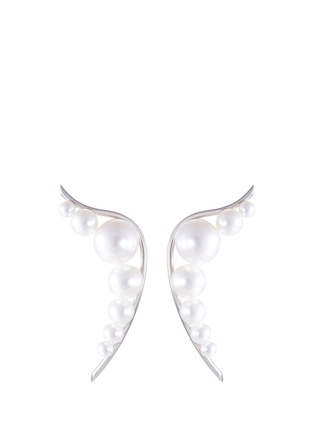 Main View - Click To Enlarge - TASAKI - 'Shell' freshwater pearl palladium earrings