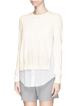 Front View - Click To Enlarge - THEORY - 'Deverlyn' voile shirt combo cashmere sweater