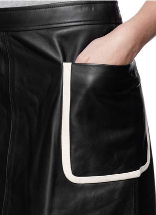 Detail View - Click To Enlarge - THEORY - 'Strailia' contrast binding leather skirt