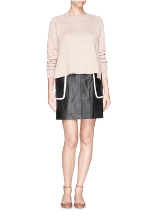 Figure View - Click To Enlarge - THEORY - 'Strailia' contrast binding leather skirt