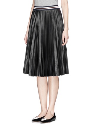 Front View - Click To Enlarge - THEORY - 'Zeyn Ls' pleat leather skirt