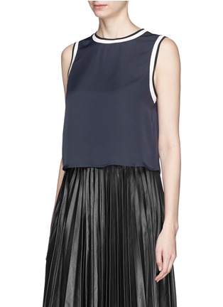 Front View - Click To Enlarge - THEORY - 'Bonda' silk cropped tank top 