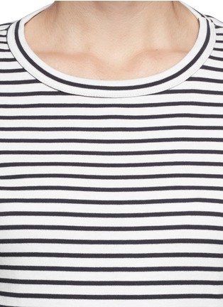 Detail View - Click To Enlarge - THEORY - 'Cropped Crew' stripe cotton T-shirt