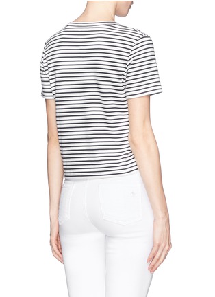 Back View - Click To Enlarge - THEORY - 'Cropped Crew' stripe cotton T-shirt