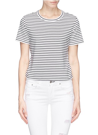 Main View - Click To Enlarge - THEORY - 'Cropped Crew' stripe cotton T-shirt