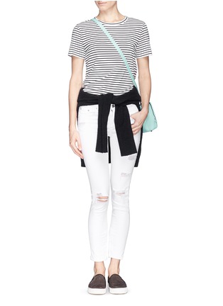 Figure View - Click To Enlarge - THEORY - 'Cropped Crew' stripe cotton T-shirt