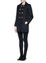Front View - Click To Enlarge - KENZO - Double breasted coated twill coat