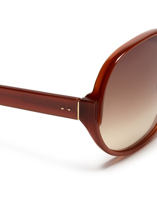 Detail View - Click To Enlarge - LINDA FARROW - Slim oversized acetate sunglasses