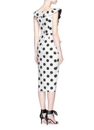 Back View - Click To Enlarge - 72723 - Ruffle polka dot cotton-linen midi dress
