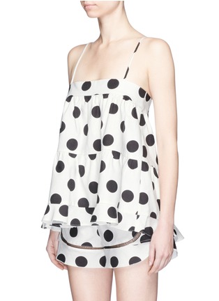 Front View - Click To Enlarge - 72723 - Polka dot print cotton-linen camisole