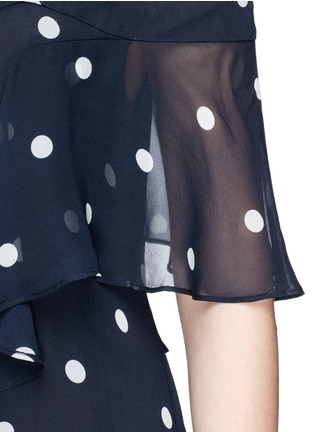 Detail View - Click To Enlarge - 72723 - Ruffle polka dot cold shoulder silk dress