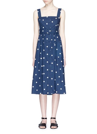 Main View - Click To Enlarge - 72723 - Belted polka dot cotton poplin midi dress